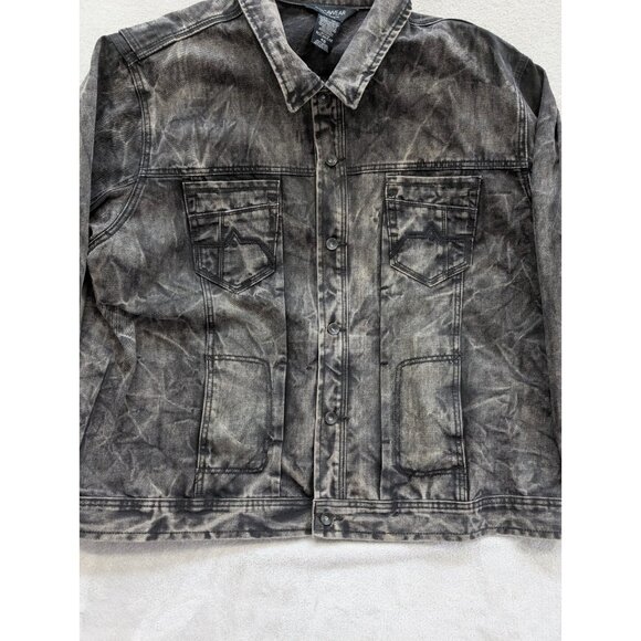 Mens RocaWear Denium Size 48 Black Grey Jacket Distressed Vintage RARE - Picture 9 of 15